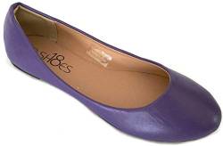 Shoes8teen Damen Ballerina-Ballerina-Schuhe, Leopardenmuster, einfarbig, 14 Farben, 8600 Purple Pu, 40 EU von Shoes8teen