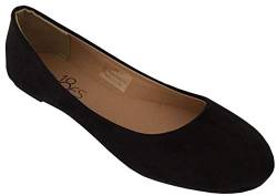 Shoes8teen Damen Ballerina Ballet Flat Schuhe Solids & Leopards 38, Schwarz Micro Suede 8600 von Shoes8teen
