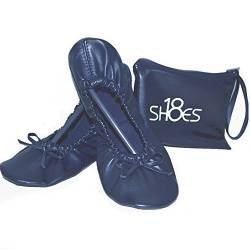 Shoes8teen Faltbare Reise-Ballett Flache Schuhe mit passender Tragetasche Für Damen 11 M US Navy Sh18-1 von Shoes8teen