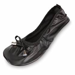 Shoes8teen Faltbare Reise-Ballett Flache Schuhe mit passender Tragetasche Für Damen 9-10 M US schwarz 1180 von Shoes8teen