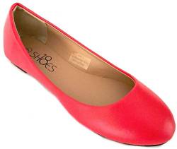 Shoes8teen Schuhe 18 Damen Ballerina Ballet Flache Schuhe Solids & Leopards (41, Rot PU 8600) von Shoes8teen