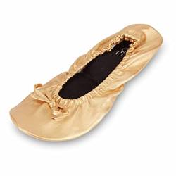 sh18es Faltbare Reise-Ballett Flache Schuhe mit passender Tragetasche Für Damen 9-10 Gold Sh18-1 von Shoes8teen