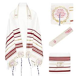 The Blood of Yeshua Jesus Roter Tallit Gebetsschal mit passender Yeshua Tallit Tasche mit Reißverschluss von Shofars From Afar