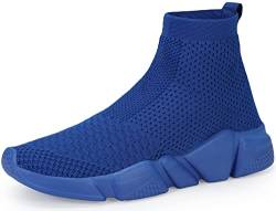 Shoful Herren Slip On Turnschuhe, leicht, atmungsaktiv, gestrickt, Fitnessstudio, Laufen, Sneaker, modische Wanderschuhe, Blau, 46 EU von Shoful