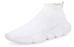 Shoful Herren-Sneaker zum Hineinschlüpfen, leicht, atmungsaktiv, gestrickt, für Fitnessstudio, Laufen, Sneaker, modische Wanderschuhe, Weiß, 41 1/3 EU von Shoful