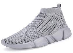 Shoful Turnschuhe Herren Atmungsaktive Strick Slip On Schuhe Mode Sneakers, Grau, 44 EU von Shoful