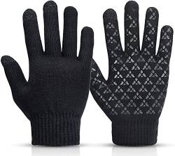 Sholov Handschuhe Damen, Warme Winterhandschuhe Touchscreen Handschuhe Superweiche Strickhandschuhe Rutschfeste SportHandschuhe, Fahrrad Radfahren Motorrad Handschuhe für Damen Herren (Reines Schwarz) von Sholov