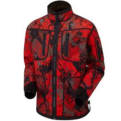 Shooterking Wendbare Fleecejacke Braun Rot - Wendejacke Jagd - Winddichte Jagdjacke Wendbar, Größe:4XL von Shooterking