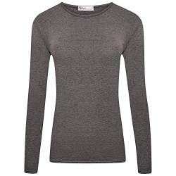 Shop & Stop Damen Langarm T-Shirt Top Damen Größe 36-52, dunkelgrau, 42-44 von Shop & Stop