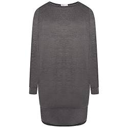 Shop & Stop Damen Plus Einfarbig Oversized Knit Langarm Batwing Dip Hem Baggy Damen Top 12-26, dunkelgrau, 50-52 von Shop & Stop