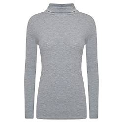 Shop & Stop Damen Poloshirt mit Rollkragen und Rollkragen, einfarbig, langärmelig, 34-50, hellgrau, 38-40 von Shop & Stop