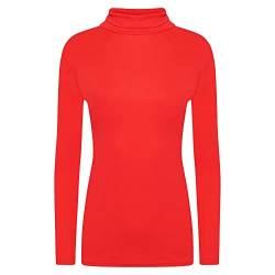 Shop & Stop Damen Pullover mit Rollkragen, Rollkragen, einfarbig, langärmelig, 36-50, rot, 34-36 von Shop & Stop