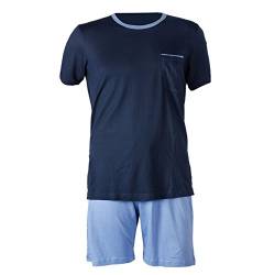 Herren Schlafanzug kurz Herren Pyjama kurz Herren Shorty Schlafanzug aus 50% Baumwolle 50% Modal (M 48/50, Navy Blau) von Shorty's
