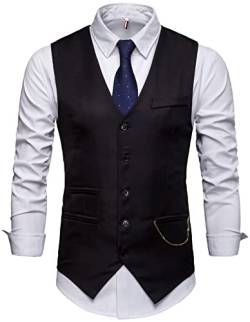Showu Herren Paisley Weste Slim Fit Geschäft Hochzeit Elegant Anzugweste Stil Blazer (Schwarz2, X-Large) von Showu