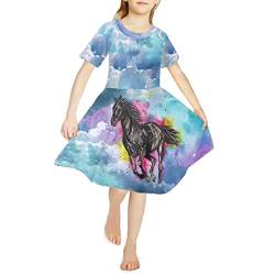 Showudesigns 4-14 Jahre Mädchen besondere Anlässe Kleider Sommerkleid Off-Shoulder, pferd, 6 Jahre von Showudesigns