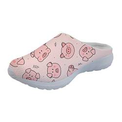 Showudesigns Casual Home Hausschuhe Damen Täglich Sandalen Sneakers Tier Hund Gedruckt, Pink - Schwein süß rosa - Größe: 37 EU von Showudesigns