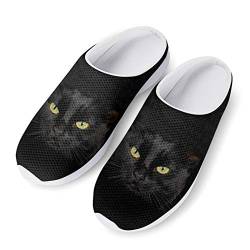 Showudesigns Damen-Hausschuhe, Netzstoff, Tierdruck, Schlupfschuhe, Gargen, Clog, Schwarz - schwarze katze - Größe: 38 EU von Showudesigns