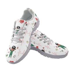 Showudesigns Damen Schuhe Krankenschwester Turnschuhe Walkingschuhe Frauen Straßenlaufschuhe Leisetreter Frühling Fashion Sneaker 38 Herzschlag Schuhe Weiß von Showudesigns