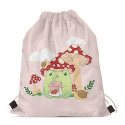 Showudesigns Kinder Outdoor Sport Fitnessstudio Kordelzug Rucksack Tier Dinosaurier Print, Frosch Pilz Schnecke, Einheitsgröße, Tier von Showudesigns