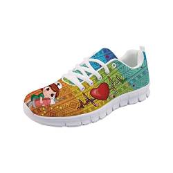 Showudesigns Krankenschwester Turnschuhe Damen Sportschuhe Laufschuhe Atmungsaktiv Sneaker 39 Fitnessschuhe Freizeit Walkingschuhe Bunt Herzschlag von Showudesigns