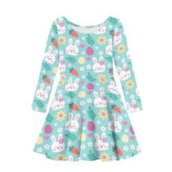 Showudesigns Mädchen Kleider 3-16 Jahre Langarm Kleid Twirly Stretch A-Linie Kleid, Osterhase, 5-6 Jahre von Showudesigns