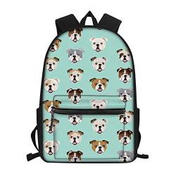 Showudesigns Rucksack mit Tiermotiv für Mädchen, für die Schule, Büchertasche für Kinder, Schulranzen und Studenten Blau English Bulldog Einheitsgröße von Showudesigns