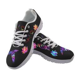 Showudesigns Schuhe Krankenschwester Damen Stoffschuhe Damen Schwarz Sportschuhe Laufschuhe Bequeme Turnschuhe Sneakers Gym Fitness Schuhe Running Shoes 36 Regenbogen von Showudesigns