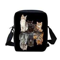 Showudesigns Süße kleine Damen-Umhängetasche, Mini-Schulter-Handtasche, Schwarz - Katze Tiger - Größe: Small von Showudesigns