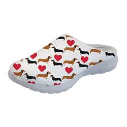 Showudesigns Unisex Herren Damen Hausschuhe Pantoffeln Wärme Weiche Herbst Pantolette und Winter Kuschelige Home rutschfeste Slippers Dackel Dachshund - Größe: 42 EU von Showudesigns