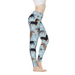 Showudesigns Yogahose mit hoher Taille, Bauchkontrolle für Frauen, modische Workout-Leggings, Activewear Gr. M, Dackelpfoten. von Showudesigns