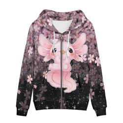 Showudesigns Zip Up Damen Hoodies & Sweatshirts XS-5XL, Axolotl, XL von Showudesigns