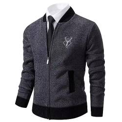 Shuanghao Herren Männer Strick-Jacken Cardigan Sweatshirt Sweater Pulli Hoher Kragen Stylischer Norweger Winter Warm Outdoor Dicke Fleece-Innenseite Strick Freizeit Pullover für Herren Grau L von Shuanghao