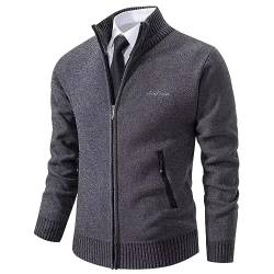 Shuanghao Herren Männer Strick-Jacken Cardigan Sweatshirt Sweater Pulli Hoher Kragen Stylischer Norweger Winter Warm Outdoor Dicke Fleece-Innenseite Strick Freizeit Pullover für Herren Grau XL von Shuanghao