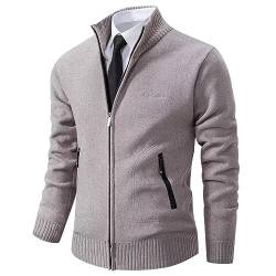 Shuanghao Herren Männer Strick-Jacken Cardigan Sweatshirt Sweater Pulli Hoher Kragen Stylischer Norweger Winter Warm Outdoor Dicke Fleece-Innenseite Strick Freizeit Pullover für Herren Grau XL von Shuanghao