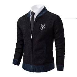 Shuanghao Herren Männer Strick-Jacken Cardigan Sweatshirt Sweater Pulli Hoher Kragen Stylischer Norweger Winter Warm Outdoor Dicke Fleece-Innenseite Strick Freizeit Pullover für Herren Schwarz S von Shuanghao