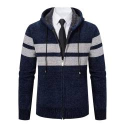 Shuanghao Männer Herren-Hoodie mit-Kapuze Pullover-Strickjacke Sweatshirt - Cardigan Freizeit Winter Warm Dicke Fleece-Innenseite Outdoor Kapuzenjacke Pulliover Strick-Jacken für Herren Blau M von Shuanghao