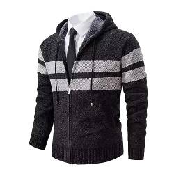 Shuanghao Männer Herren-Hoodie mit-Kapuze Pullover-Strickjacke Sweatshirt - Cardigan Freizeit Winter Warm Dicke Fleece-Innenseite Outdoor Kapuzenjacke Pulliover Strick-Jacken für Herren Grau L von Shuanghao