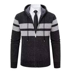 Shuanghao Männer Herren-Hoodie mit-Kapuze Pullover-Strickjacke Sweatshirt - Cardigan Freizeit Winter Warm Dicke Fleece-Innenseite Outdoor Kapuzenjacke Pulliover Strick-Jacken für Herren Grau M von Shuanghao