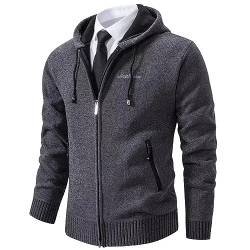 Shuanghao Männer Herren-Hoodie mit-Kapuze Pullover-Strickjacke Sweatshirt - Cardigan Freizeit Winter Warm Dicke Fleece-Innenseite Outdoor Kapuzenjacke Pulliover Strick-Jacken für Herren Grau XL von Shuanghao