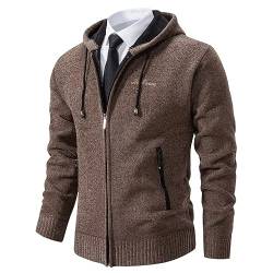 Shuanghao Männer Herren-Hoodie mit-Kapuze Pullover-Strickjacke Sweatshirt - Cardigan Freizeit Winter Warm Dicke Fleece-Innenseite Outdoor Kapuzenjacke Pulliover Strick-Jacken für Herren Kaffee L von Shuanghao