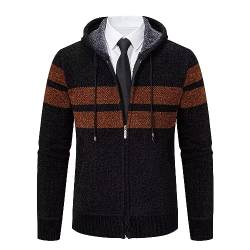 Shuanghao Männer Herren-Hoodie mit-Kapuze Pullover-Strickjacke Sweatshirt - Cardigan Freizeit Winter Warm Dicke Fleece-Innenseite Outdoor Kapuzenjacke Pulliover Strick-Jacken für Herren Schwarz L von Shuanghao