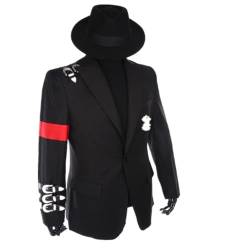 Shuanghao Michael Jacks** Billie Jeans Kostüme Anzugjacken Jacket Top+Geschenke（Hat+Glove） für Erwachsene Kinder Puppe Weihnachten Halloween Cosplay Michael Jacks** Tanzkostüme Mäntel Outfits 110cm von Shuanghao