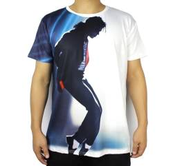 Shuanghao Michael Jacks**T-Shirt Top Cosplay Kostüme Space Dance Oberteil Baumwolle Weiche Lose Bequeme Casual Fashion Halloween Weihnachten Party T-Stücke Shirt Herren Damen Junge Mädchen(2XL) von Shuanghao