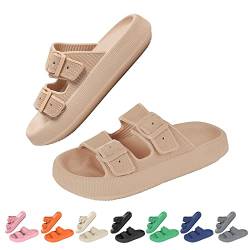 Shujin Cozy Slides Damen Herren Kissenrutschen Pantoffeln Rutschfeste Dicker Sohle Super Weich Slippers Hausschuhe Badeschlappen Dusche Badeschuhe(Beige 1, 39/40 Tag-38/39 EU) von Shujin