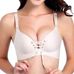 Shujin Damen Push up BH V Ausschnitt Ohne Bügel Nahtlos Bra Bustier mit Schnürung vorne Bra Unterwäsche von Shujin