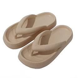 Shujin Flip Flops Unisex Zehentrenner Dicke Sohle Badelatschen Sommer Cozy Slides Wolkenslipper Original Schlappen Super Weich Rutschfeste Pantoffeln Hausschuhe(Khaki,EU 38/39) von Shujin