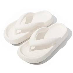 Shujin Flip Flops Unisex Zehentrenner Dicke Sohle Badelatschen Sommer Cozy Slides Wolkenslipper Original Schlappen Super Weich Rutschfeste Pantoffeln Hausschuhe(Weiß,EU 40/41) von Shujin