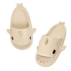 Shujin Hai Hausschuhe Unisex Shark Slippers Cloud Slides Rutschfeste Badeschlappen Soft Badelatschen Super Weich Dusche Badeschuhe Hai Schlappen(Beige,38/39) von Shujin