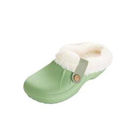 Shujin Unisex Winter Clogs Gefüttert Damen Herren Warm Hausschuhe Plüsch Pantoletten Slip On wasserdichte Gartenschuhe rutschfeste Home Slipper Gartenclogs(B Grün,EU 39/40) von Shujin