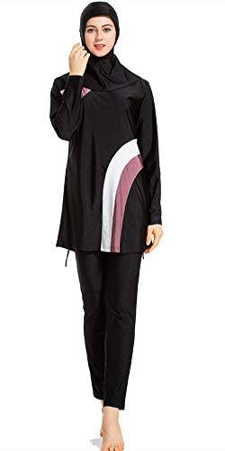 Muslimischer Badeanzug Neu Muslimische Bademode Burkini für Damen Frauen Mädchen Hijab Vollverkleidete Islamische Schwimmanzug UV Schutz Bescheiden Muslim Swimwear (Schwarz, S) von ShuoBeiter